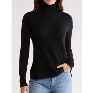 Nordstrom 100% Cashmere Sweater Turtleneck Size L Black